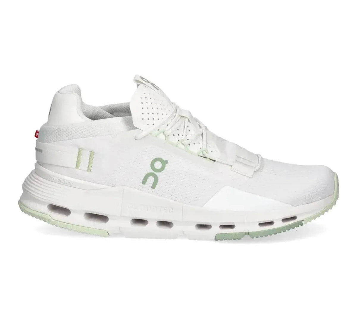 On Cloudnova White Green - high-performance athletic footwear in White with advanced cushioning