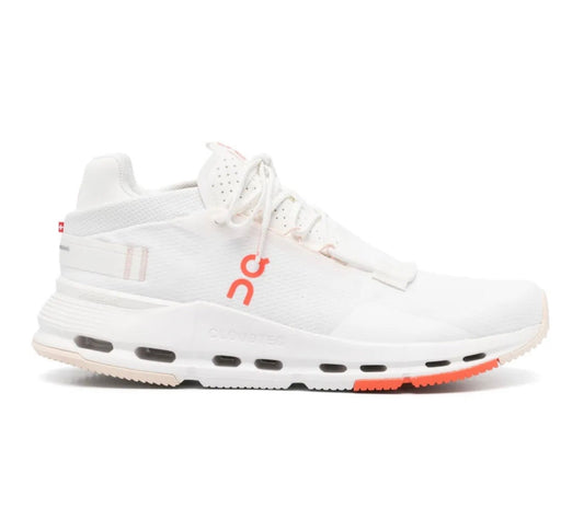 On Cloudnova White Red - high-performance athletic footwear in White with advanced cushioning