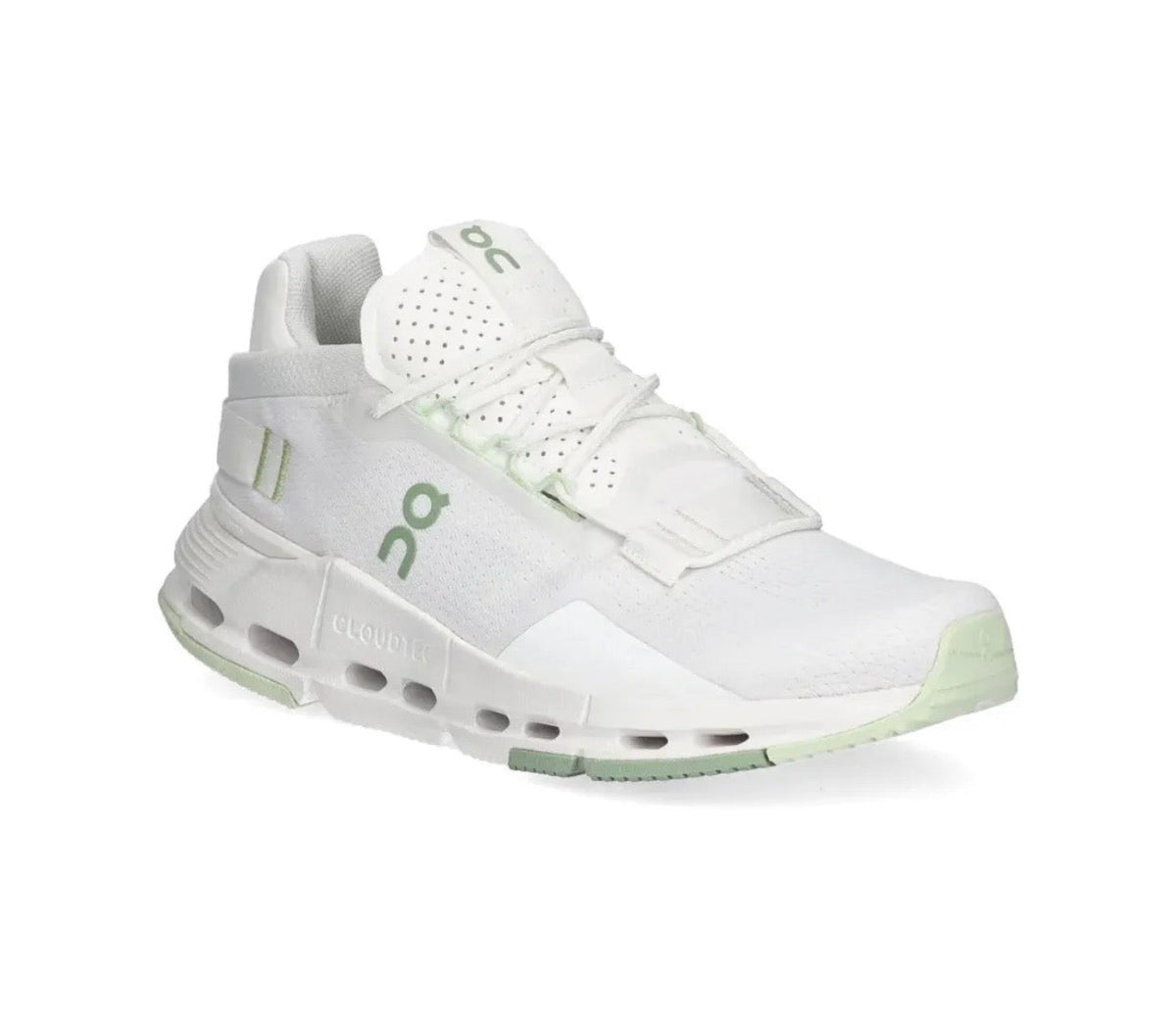On Cloudnova White Green - high-performance athletic footwear in White with advanced cushioning